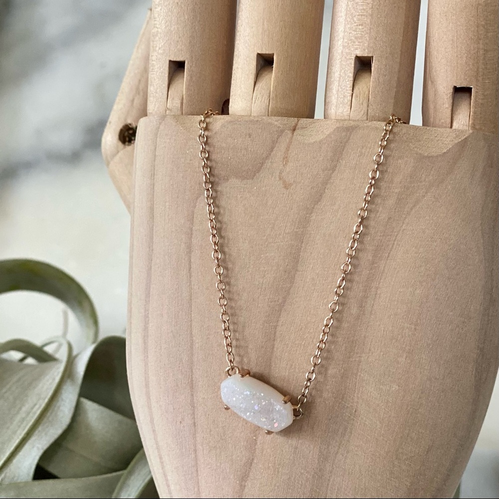 Kendra Scott Ever Pendant Necklace In Iridescent Drusy / Rose Gold
